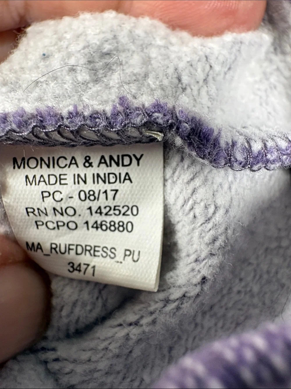 MONICA & ANDY Girl's Ruffle Shoulder Purple Sweatshirt Organic Cotton Dress 4T
